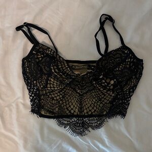 For Love And Lemons Black Crochet Lace Bralette